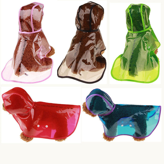 KFX-4814525 Transparent Waterproof Raincoat for Dogs in Multiple Sizes and Colors