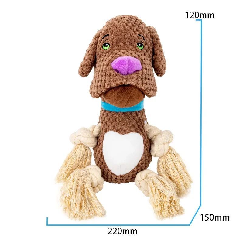 KFX-4814781 Interactive Bite-Resistant Plush Dog Toy with Cotton Rope for Teeth Grinding and Training