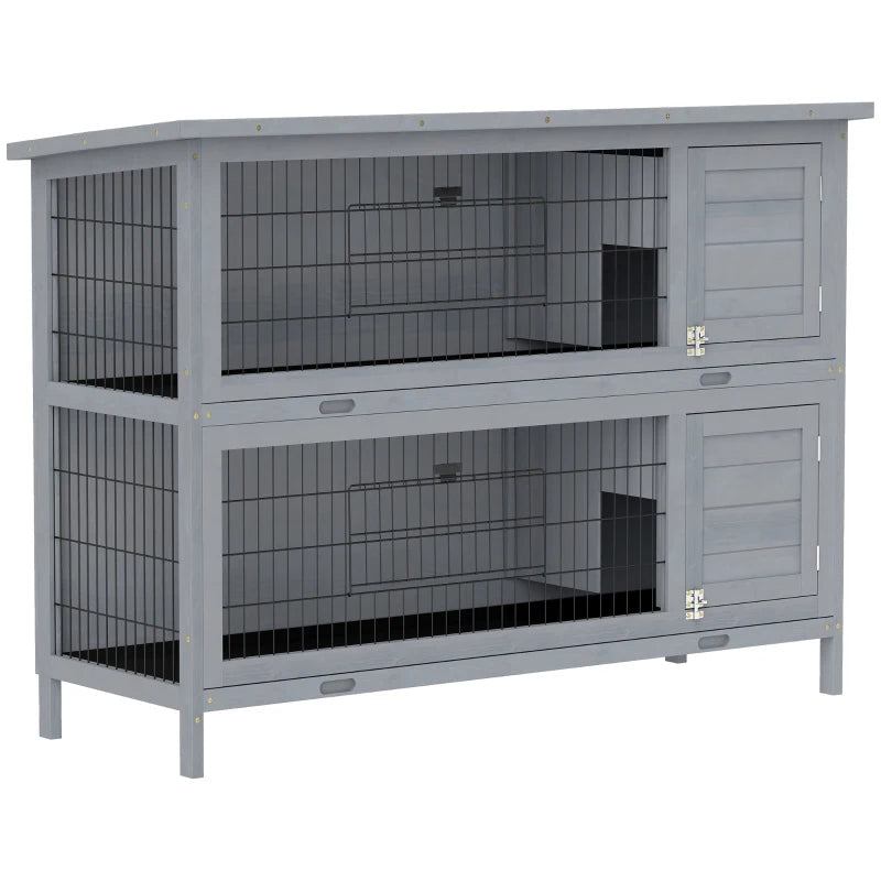 KFX-4815805 Large 2-Story Rabbit Hutch with Lockable Doors and Removable Trays for Easy Cleaning