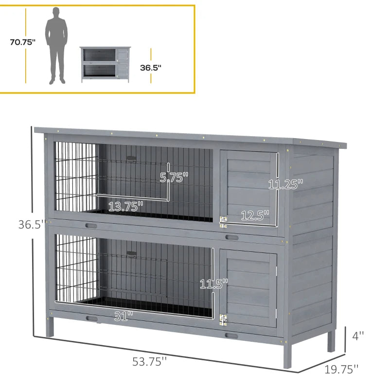KFX-4815805 Large 2-Story Rabbit Hutch with Lockable Doors and Removable Trays for Easy Cleaning