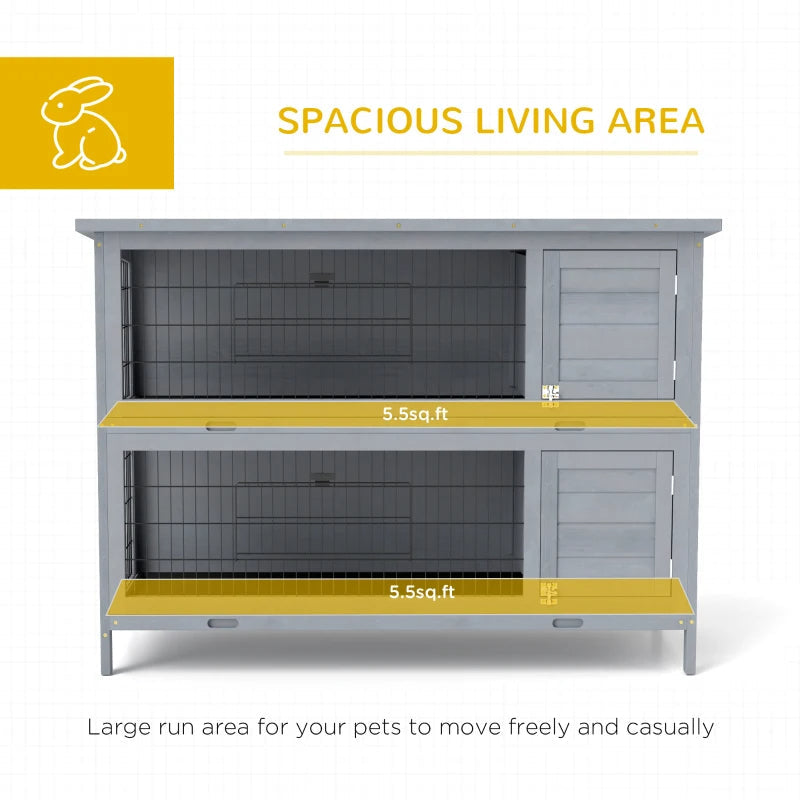 KFX-4815805 Large 2-Story Rabbit Hutch with Lockable Doors and Removable Trays for Easy Cleaning