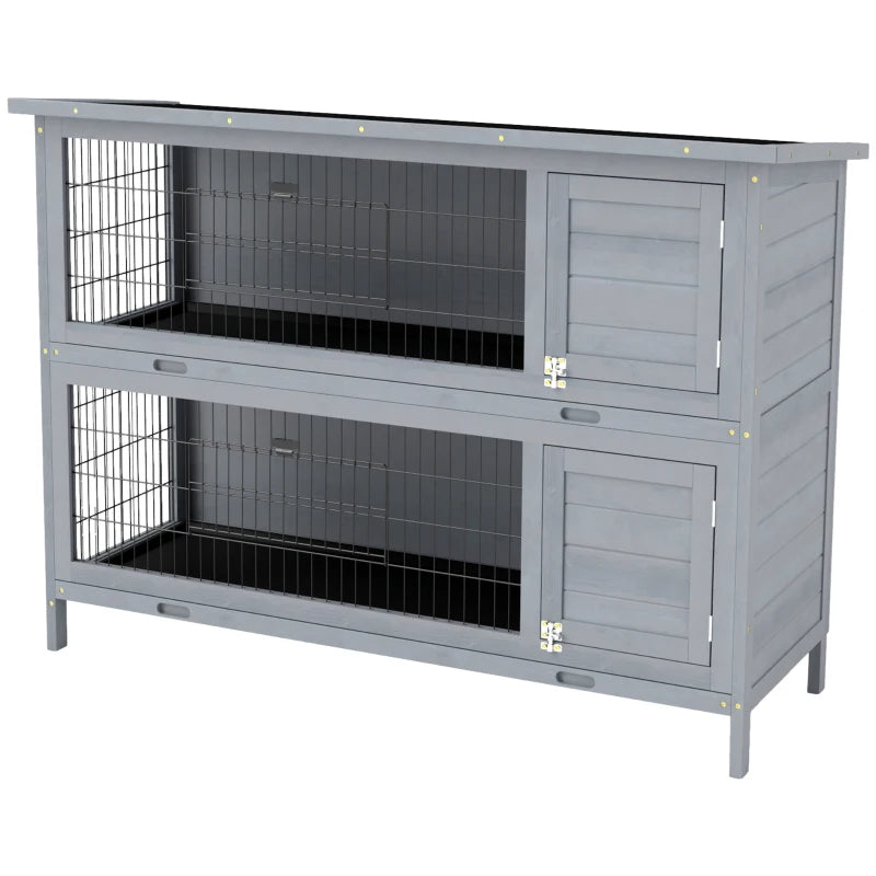 KFX-4815805 Large 2-Story Rabbit Hutch with Lockable Doors and Removable Trays for Easy Cleaning