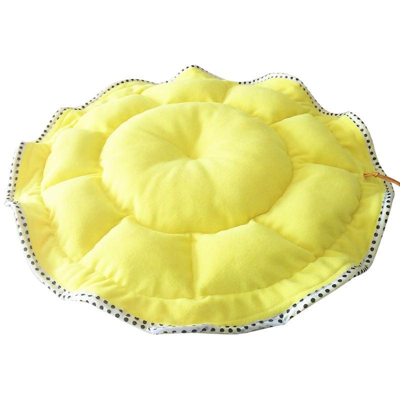 KFX-4816189 Cozy Yellow Bud-Shaped Polar Fleece Dog Bed for Small Pets