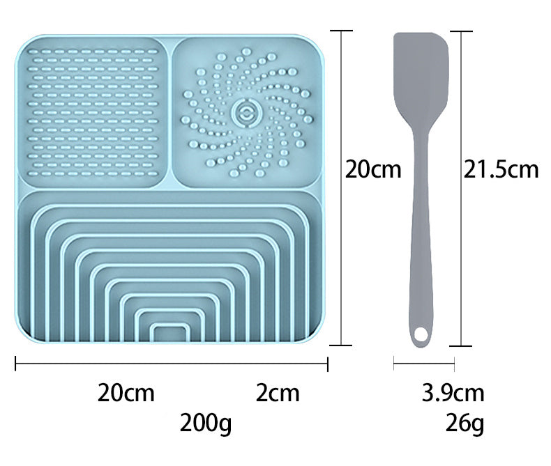 KFX-4818109 Silicone Slow Food Mat for Dogs and Cats, Anti-Choking Licking Pad with Suction Cups, Square Design
