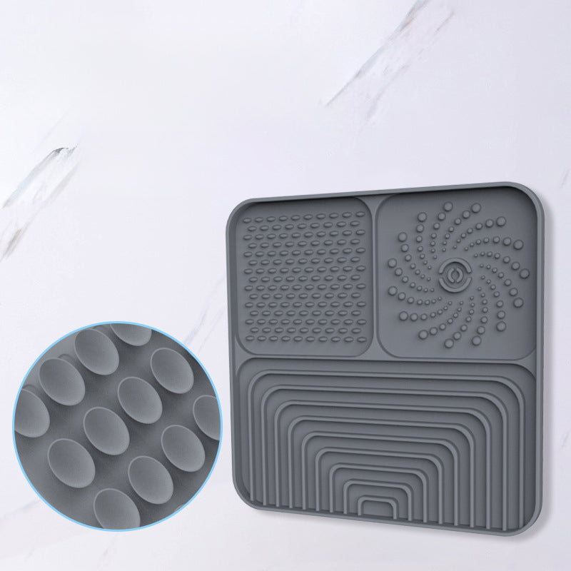 KFX-4818109 Silicone Slow Food Mat for Dogs and Cats, Anti-Choking Licking Pad with Suction Cups, Square Design