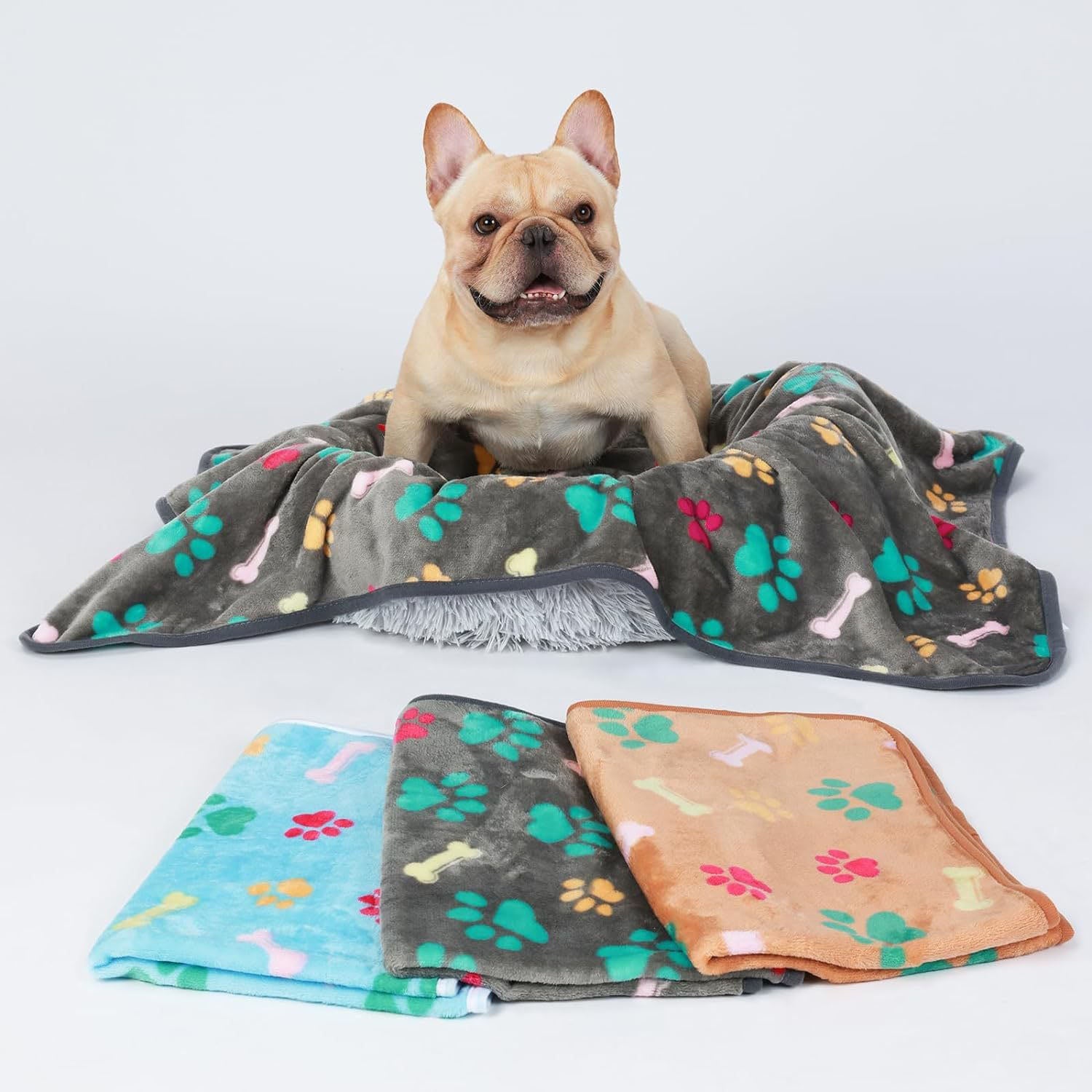 KFX-4818749 Cozy Pet Blanket for Dogs and Cats, Soft Cloth Mat in Beige, Black, Camel, Dark Gray - Multiple Sizes Available