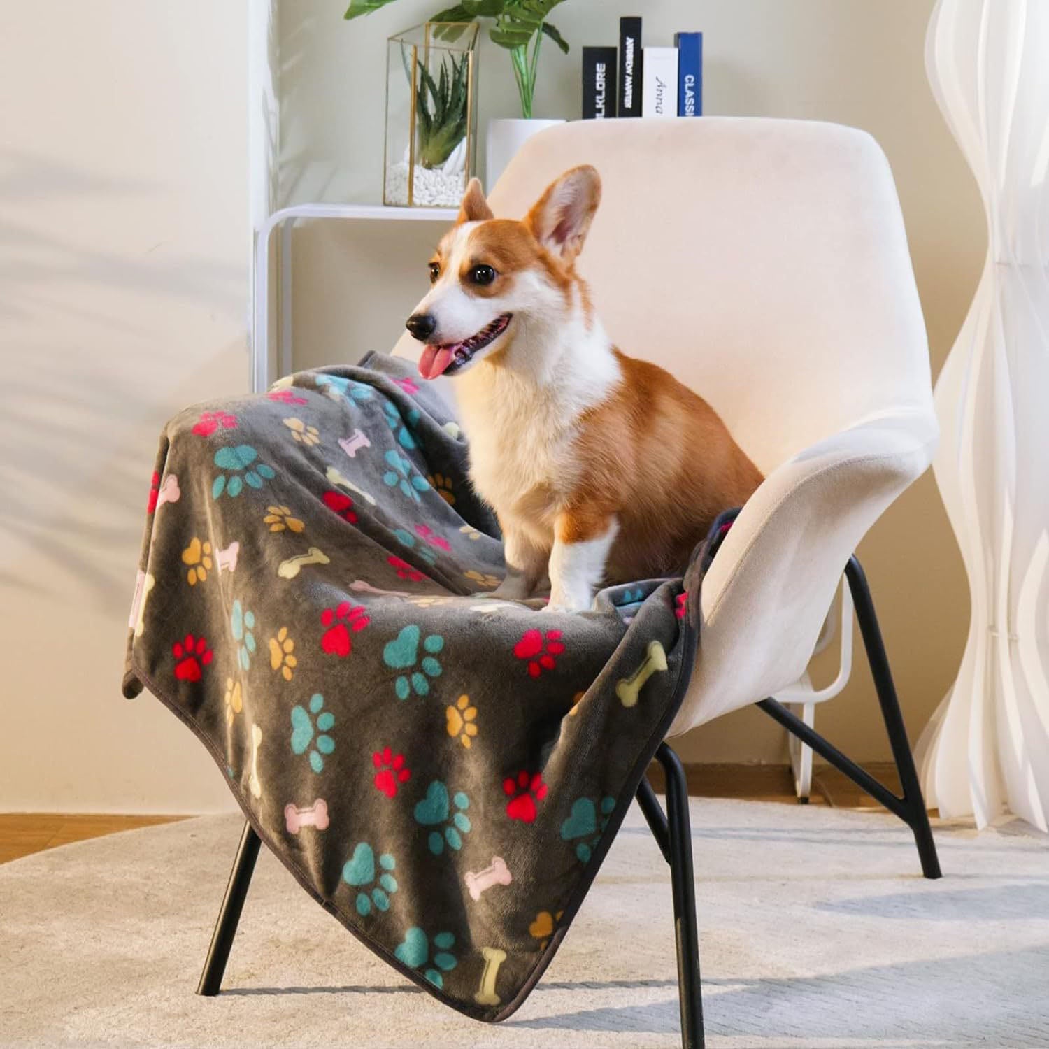 KFX-4818749 Cozy Pet Blanket for Dogs and Cats, Soft Cloth Mat in Beige, Black, Camel, Dark Gray - Multiple Sizes Available