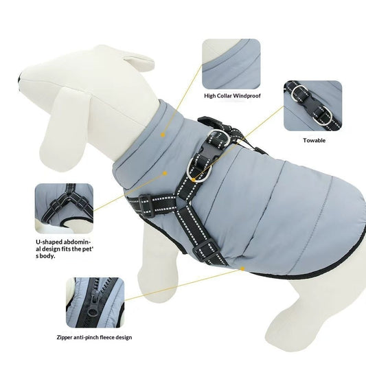 KFX-4819517 Insulated Fleece-lined Dog Vest with Zippers for Comfortable Winter Wear