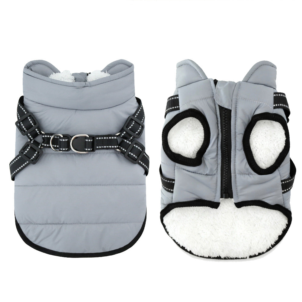 KFX-4819517 Insulated Fleece-lined Dog Vest with Zippers for Comfortable Winter Wear