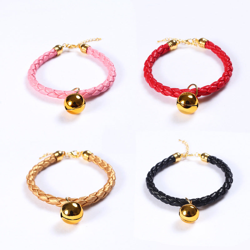 KFX-4819901 Adjustable PU Leather Pet Collar with Bell - Sizes S (20-25 cm) and M (25-30 cm)