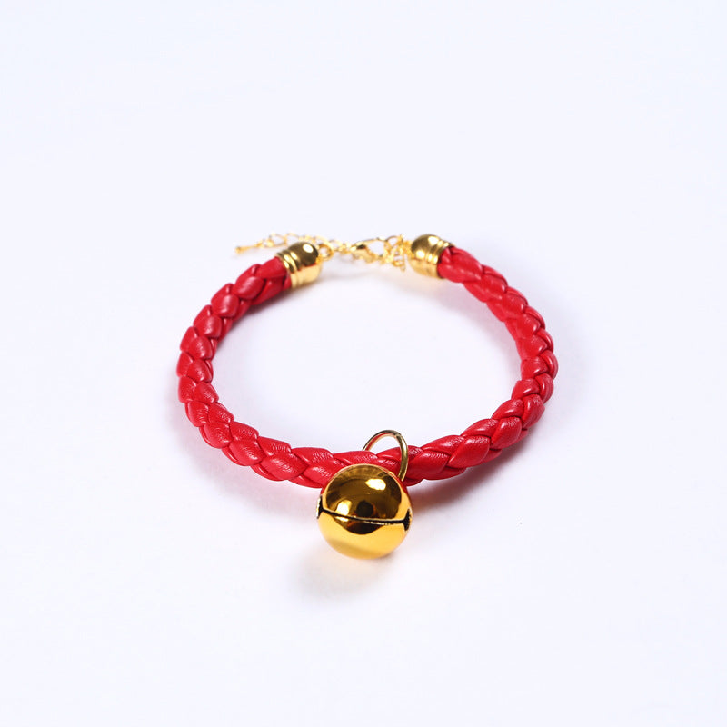 KFX-4819901 Adjustable PU Leather Pet Collar with Bell - Sizes S (20-25 cm) and M (25-30 cm)