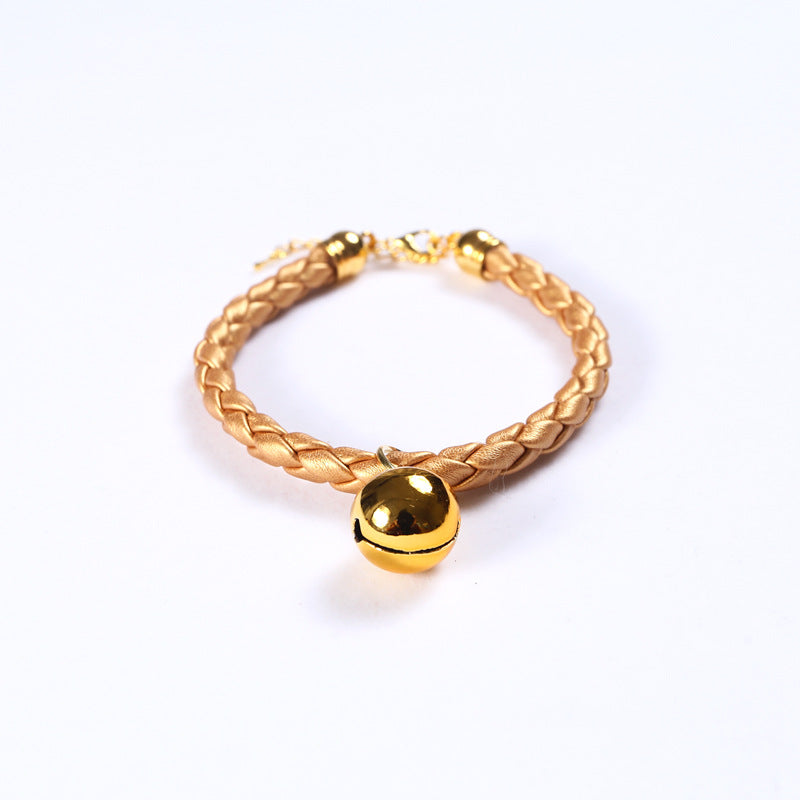 KFX-4819901 Adjustable PU Leather Pet Collar with Bell - Sizes S (20-25 cm) and M (25-30 cm)