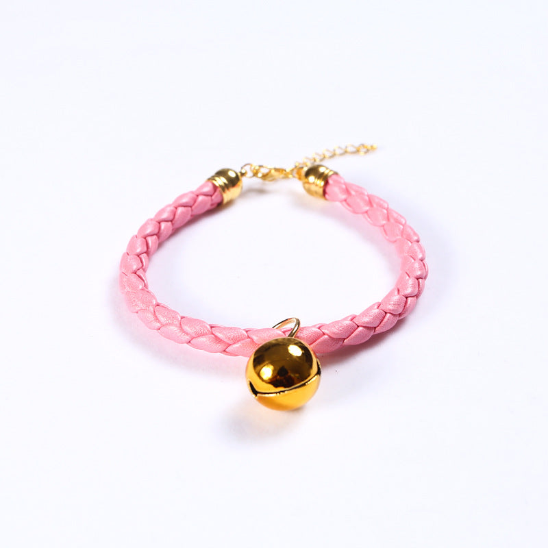 KFX-4819901 Adjustable PU Leather Pet Collar with Bell - Sizes S (20-25 cm) and M (25-30 cm)