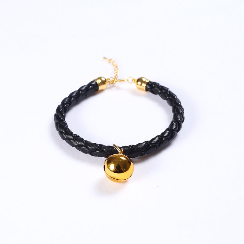 KFX-4819901 Adjustable PU Leather Pet Collar with Bell - Sizes S (20-25 cm) and M (25-30 cm)