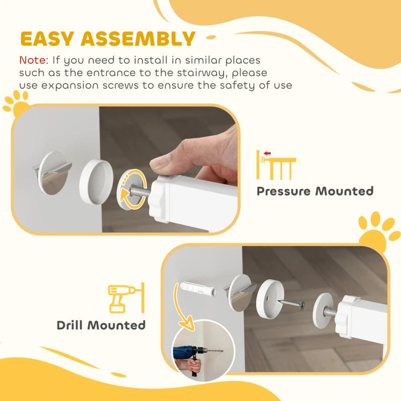 KFX-4821565 Extra Wide Adjustable Dog Gate with Cat Door and Extension Kits for Stairs and Doorways