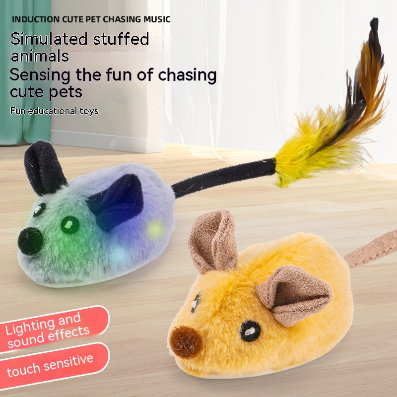 KFX-4822717 Rechargeable Plush Smart Mouse Cat Toy with Simulation Sounds for Boredom Relief