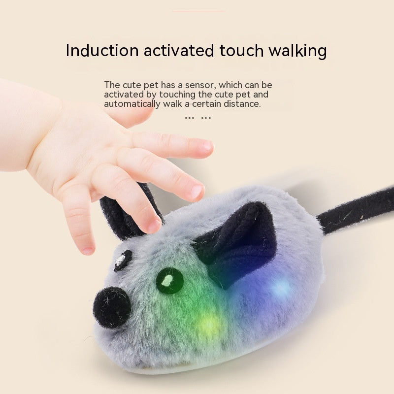 KFX-4822717 Rechargeable Plush Smart Mouse Cat Toy with Simulation Sounds for Boredom Relief
