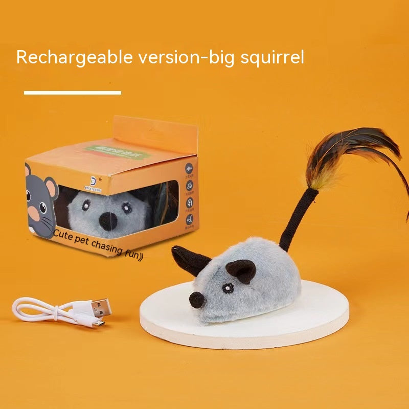 KFX-4822717 Rechargeable Plush Smart Mouse Cat Toy with Simulation Sounds for Boredom Relief