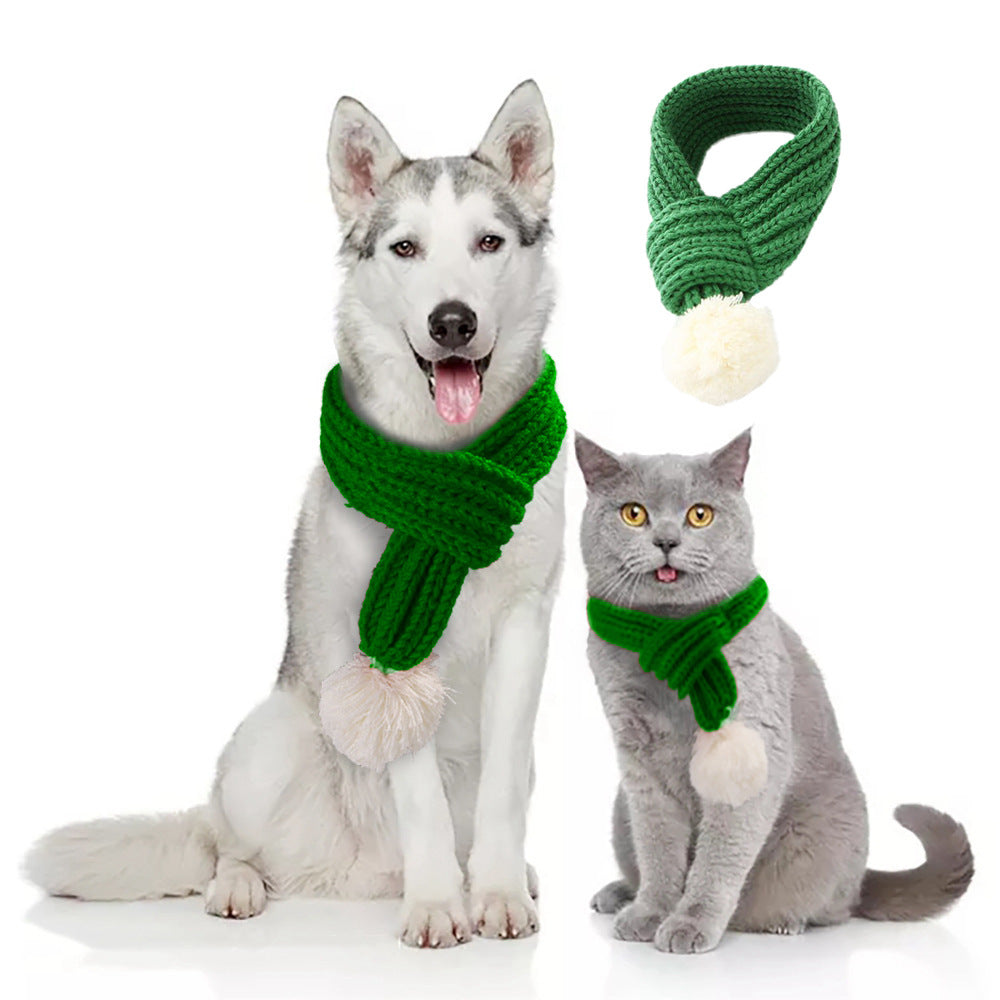 KFX-4825277 Festive Acrylic Wool Scarf for Cats and Dogs - Holiday Pet Accessory