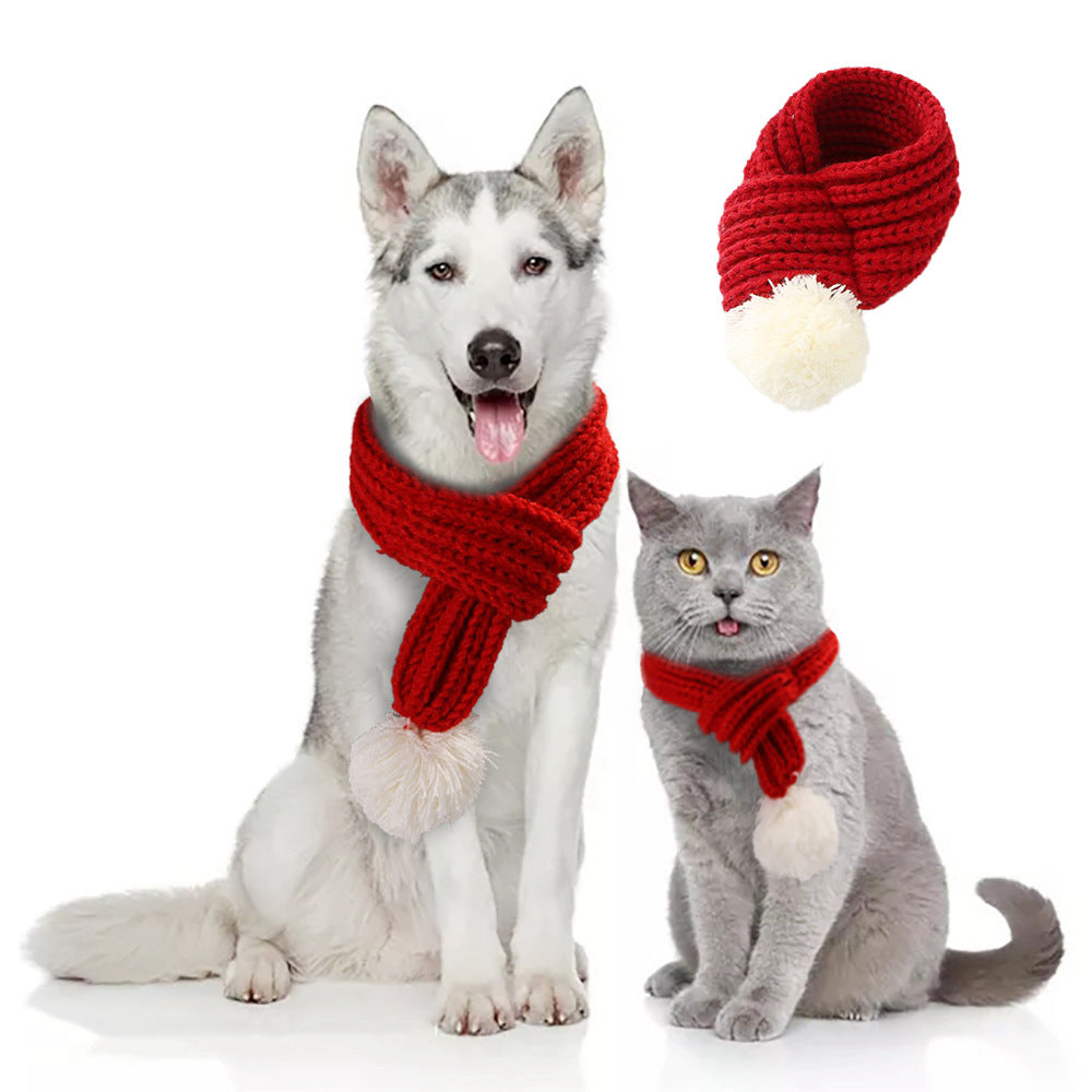 KFX-4825277 Festive Acrylic Wool Scarf for Cats and Dogs - Holiday Pet Accessory