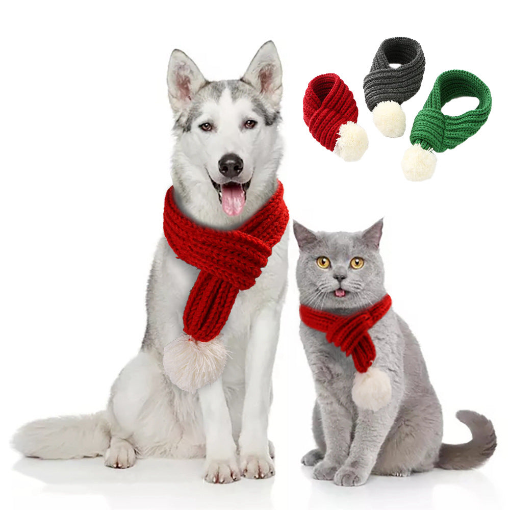 KFX-4825277 Festive Acrylic Wool Scarf for Cats and Dogs - Holiday Pet Accessory