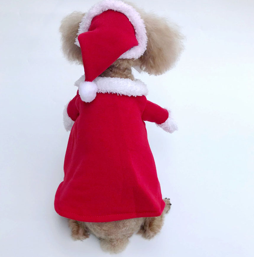 KFX-4826045 Santa Claus Transformation Costume for Pets - Casual Red Outfit in Sizes 8-16