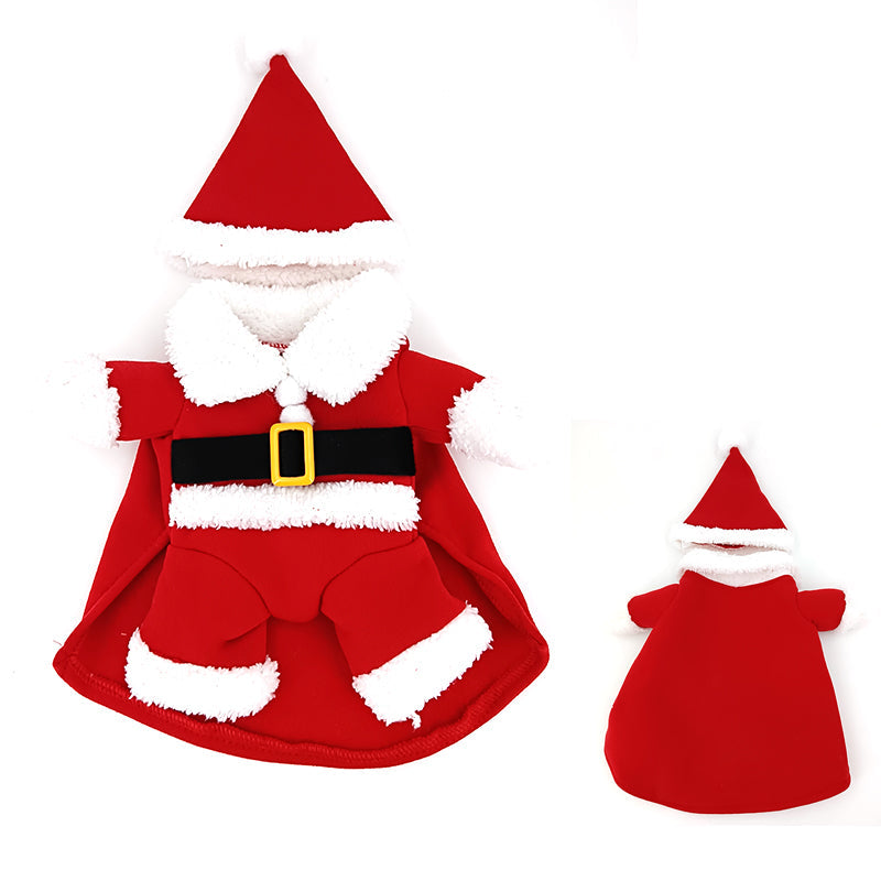KFX-4826045 Santa Claus Transformation Costume for Pets - Casual Red Outfit in Sizes 8-16