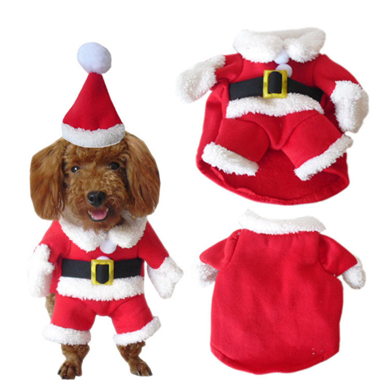 KFX-4826045 Santa Claus Transformation Costume for Pets - Casual Red Outfit in Sizes 8-16