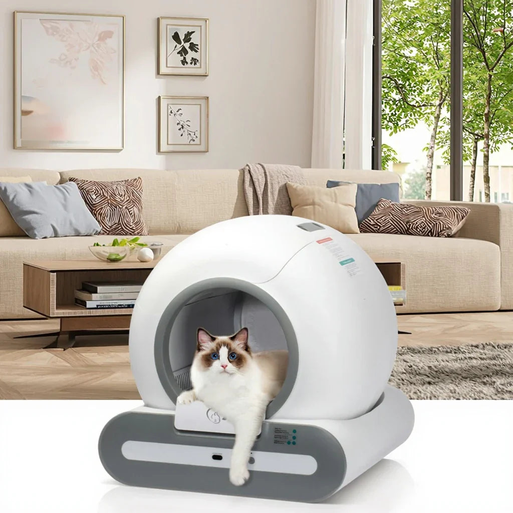 KFX-482707 Intelligent Self-Cleaning Cat Litter Box with Smart Monitoring and Eco-Friendly Design, 65L Capacity