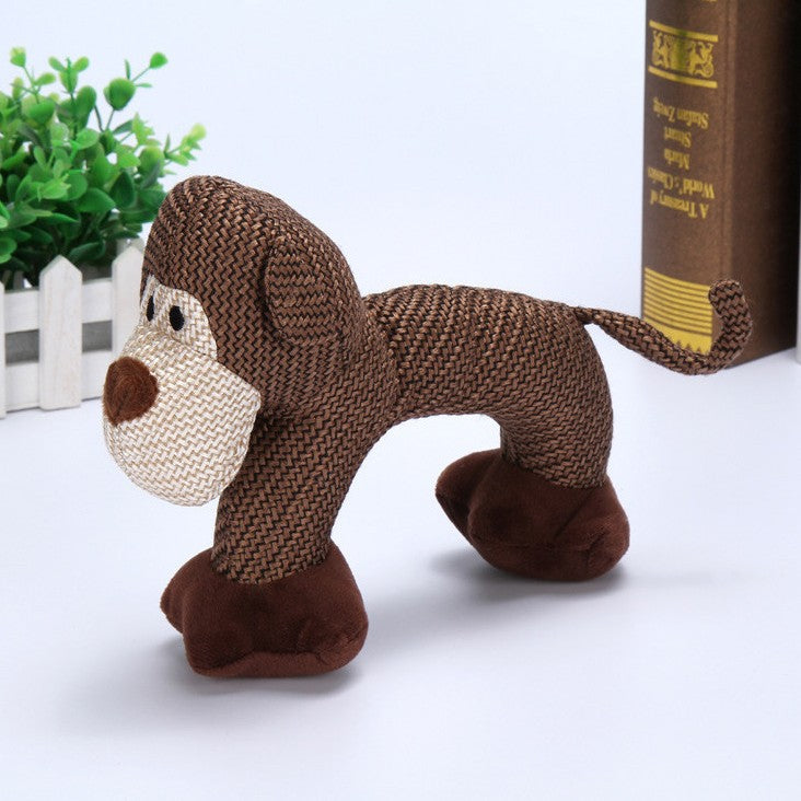 KFX-4827325 Sounding Plush Pet Toy - Bite-Resistant Ball for Dogs, Gray Elephant, Beige VIP, Coffee Monkey