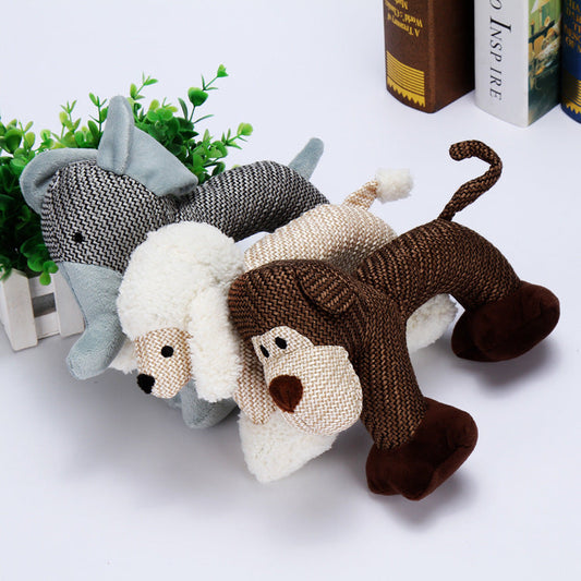 KFX-4827325 Sounding Plush Pet Toy - Bite-Resistant Ball for Dogs, Gray Elephant, Beige VIP, Coffee Monkey