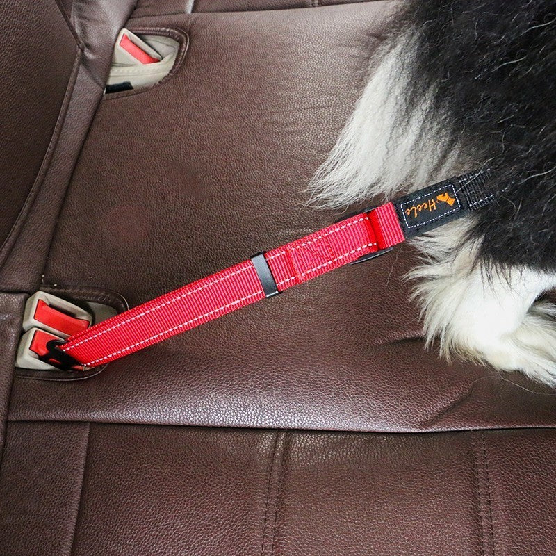 KFX-4827453 Pet Safety Seat Belt for Car - Adjustable Nylon Webbing with Reflective Strip - 76CM to 148CM Length Options