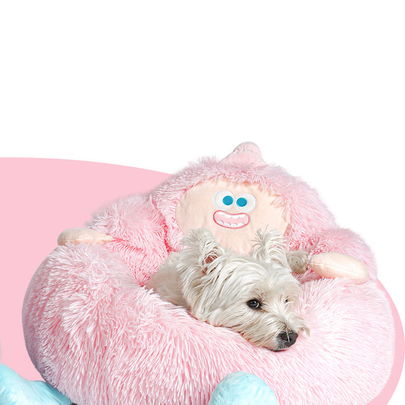 KFX-4830909 Cozy Thick Plush Nest Bed for Pets - Ideal Sleeping Mattress for Cats and Dogs