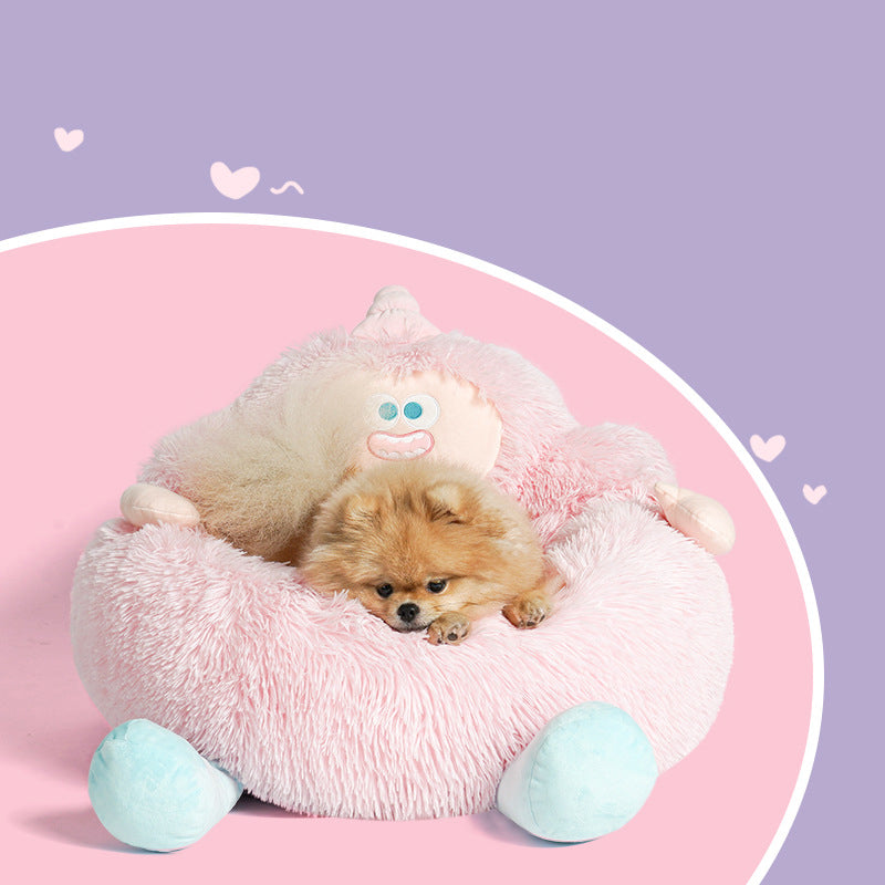 KFX-4830909 Cozy Thick Plush Nest Bed for Pets - Ideal Sleeping Mattress for Cats and Dogs
