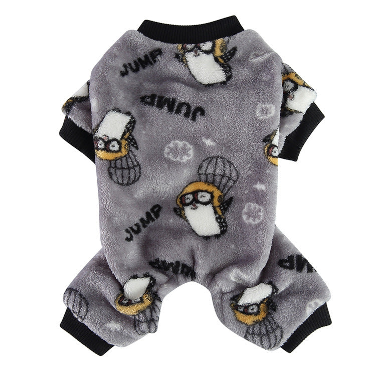 KFX-4831421 Cozy Thermal Pajamas for Pets with Zebra Stripes and Penguin Pattern