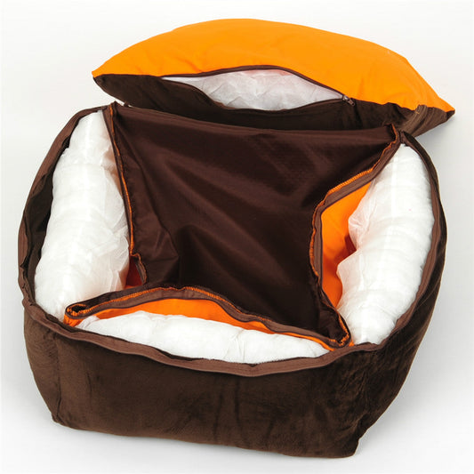 KFX-4833469 Cozy Orange Pet Nest for Cats and Small Dogs - S-58x40x25cm, M-72x55x40cm