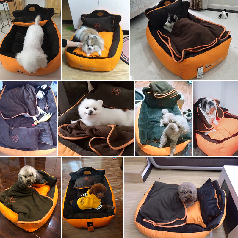 KFX-4833469 Cozy Orange Pet Nest for Cats and Small Dogs - S-58x40x25cm, M-72x55x40cm