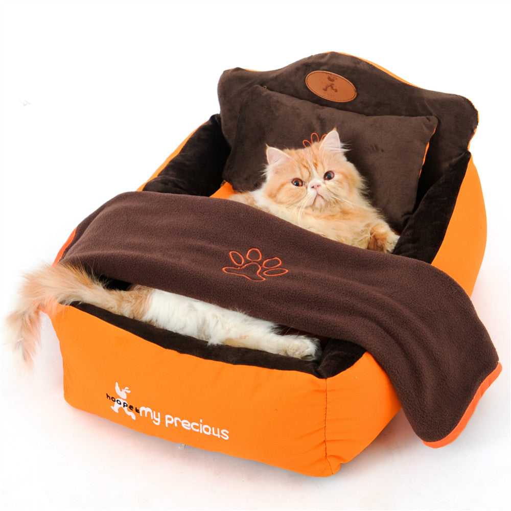 KFX-4833469 Cozy Orange Pet Nest for Cats and Small Dogs - S-58x40x25cm, M-72x55x40cm