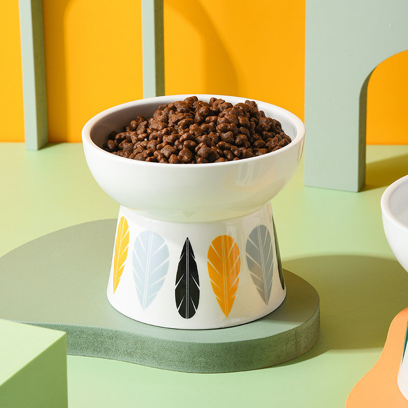 KFX-4833597 Elevated Ceramic Non-Slip Pet Food Bowl for Cats and Dogs - Smooth Glaze, Easy to Clean