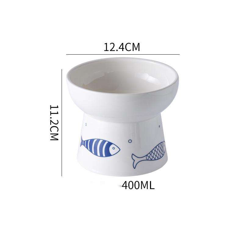 KFX-4833597 Elevated Ceramic Non-Slip Pet Food Bowl for Cats and Dogs - Smooth Glaze, Easy to Clean