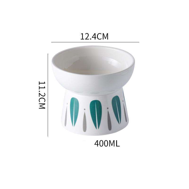 KFX-4833597 Elevated Ceramic Non-Slip Pet Food Bowl for Cats and Dogs - Smooth Glaze, Easy to Clean