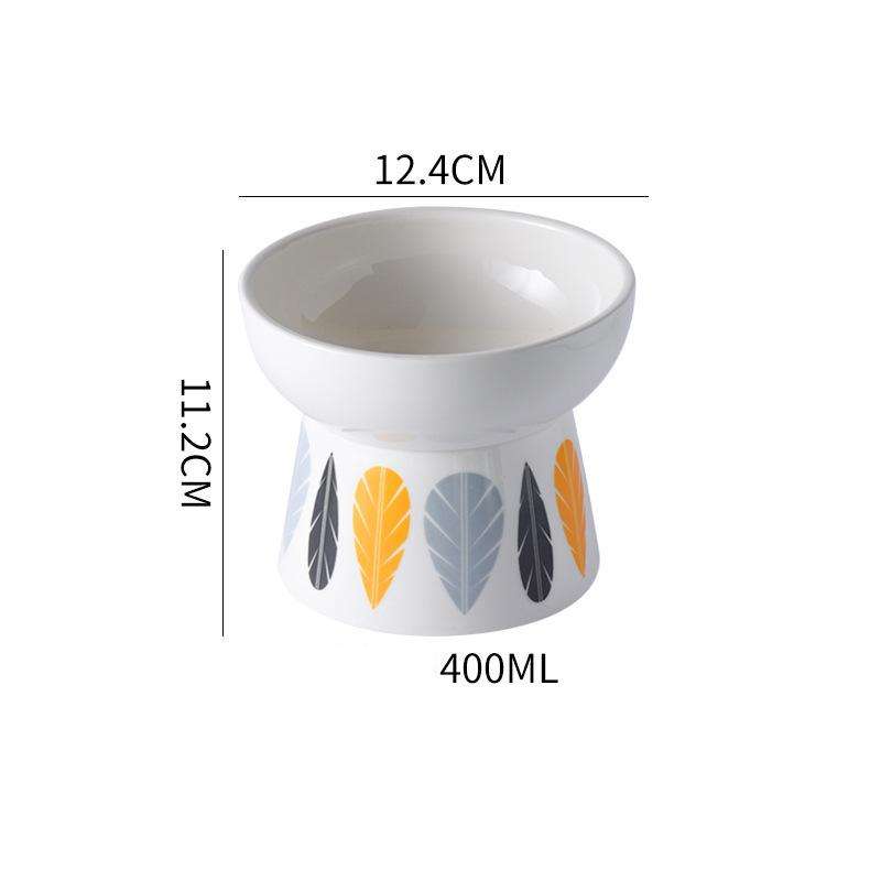 KFX-4833597 Elevated Ceramic Non-Slip Pet Food Bowl for Cats and Dogs - Smooth Glaze, Easy to Clean