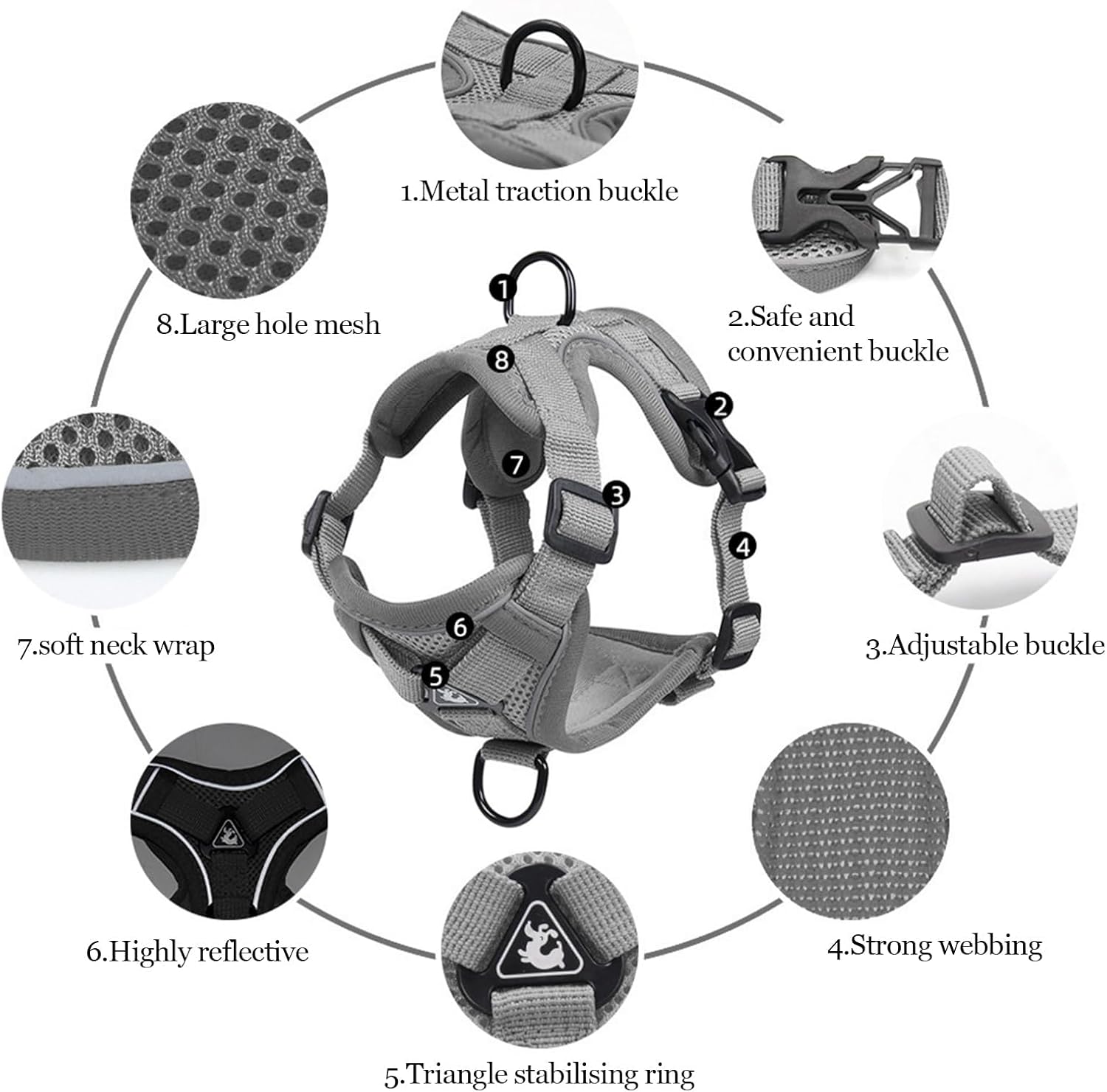 KFX-4834877 Adjustable Soft Mesh Cat Harness and Leash Set – Anti-Escape Design for Comfortable Outdoor Safety