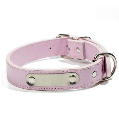 KFX-4835389 Custom PU Leather Dog Collar with Personalized Laser Engraved Pet Tag - Adjustable, Solid Design for All Seasons
