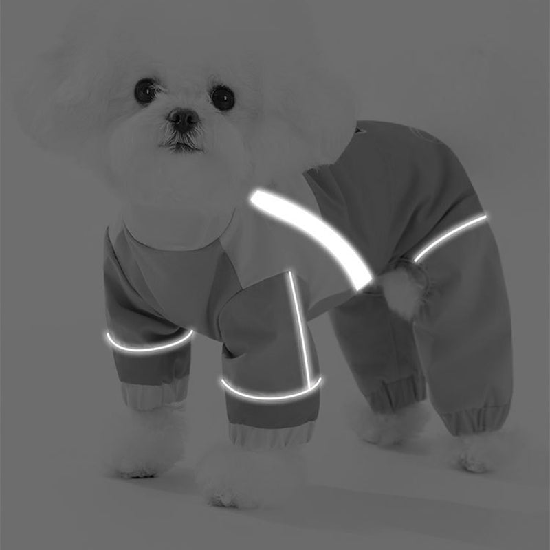 KFX-4837949 Waterproof Reflective Color Block Jumpsuit for Small Dogs - Adjustable Outdoor Coat