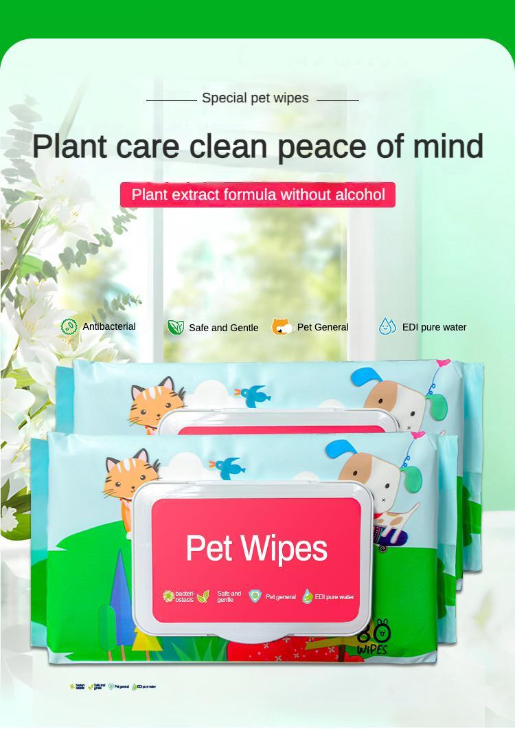 KFX-4838845 Gentle Cleansing Pet Wet Wipes, Hypoallergenic, Fragrance Free, Plant-Based, for Paws, Ears, Fur, and Sensitive Areas