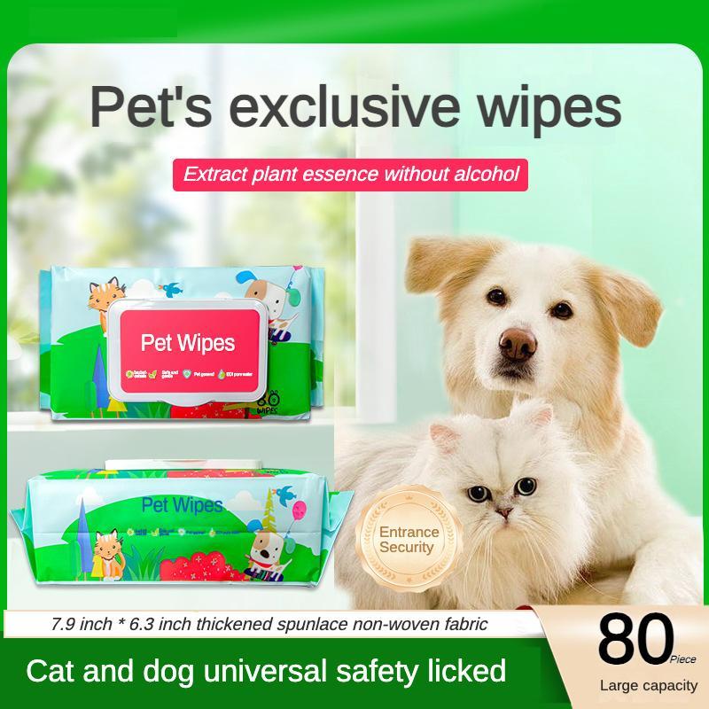 KFX-4838845 Gentle Cleansing Pet Wet Wipes, Hypoallergenic, Fragrance Free, Plant-Based, for Paws, Ears, Fur, and Sensitive Areas
