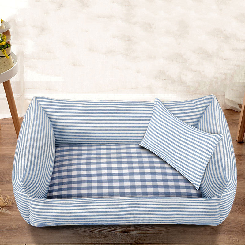 KFX-4839229 Medium and Large Dog Kennel with Checkered Patterns and Warm Stripes for Autumn and Winter