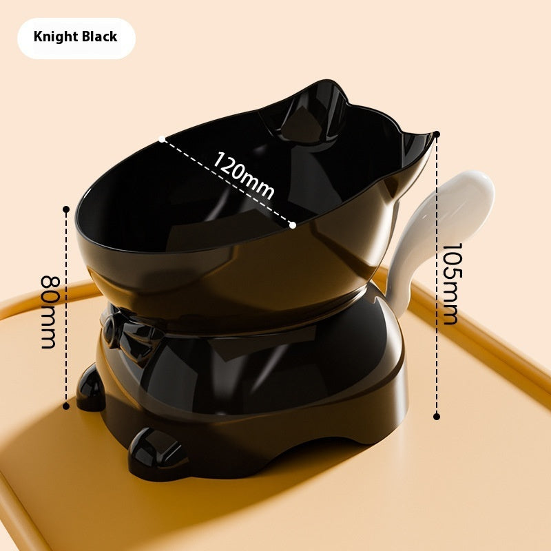 KFX-4839357 Stainless Steel Anti-Fall Oblique Cat Bowl in Black, Yellow, Pink, and Blue