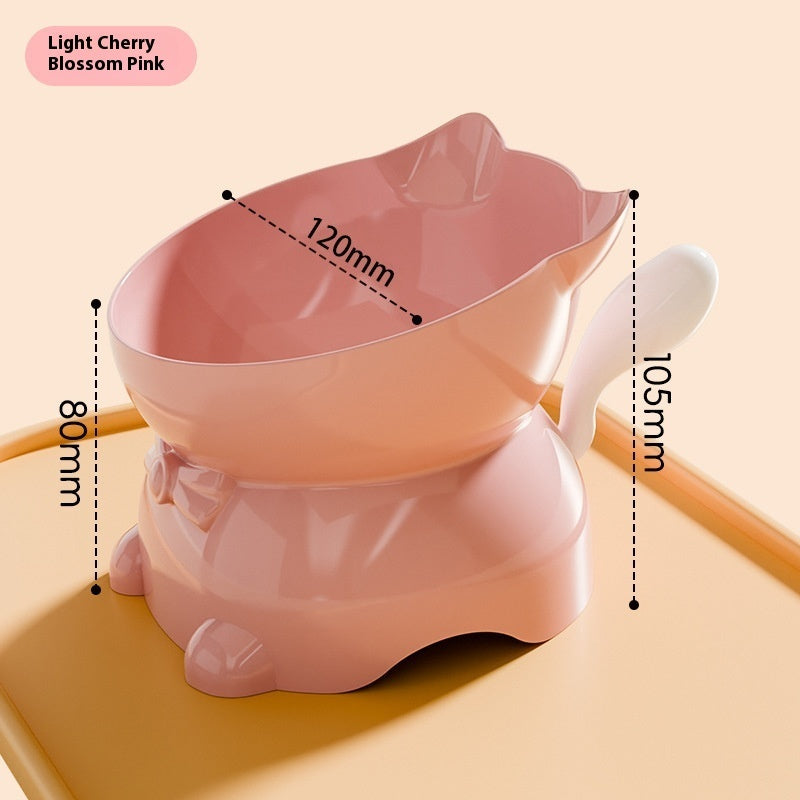 KFX-4839357 Stainless Steel Anti-Fall Oblique Cat Bowl in Black, Yellow, Pink, and Blue